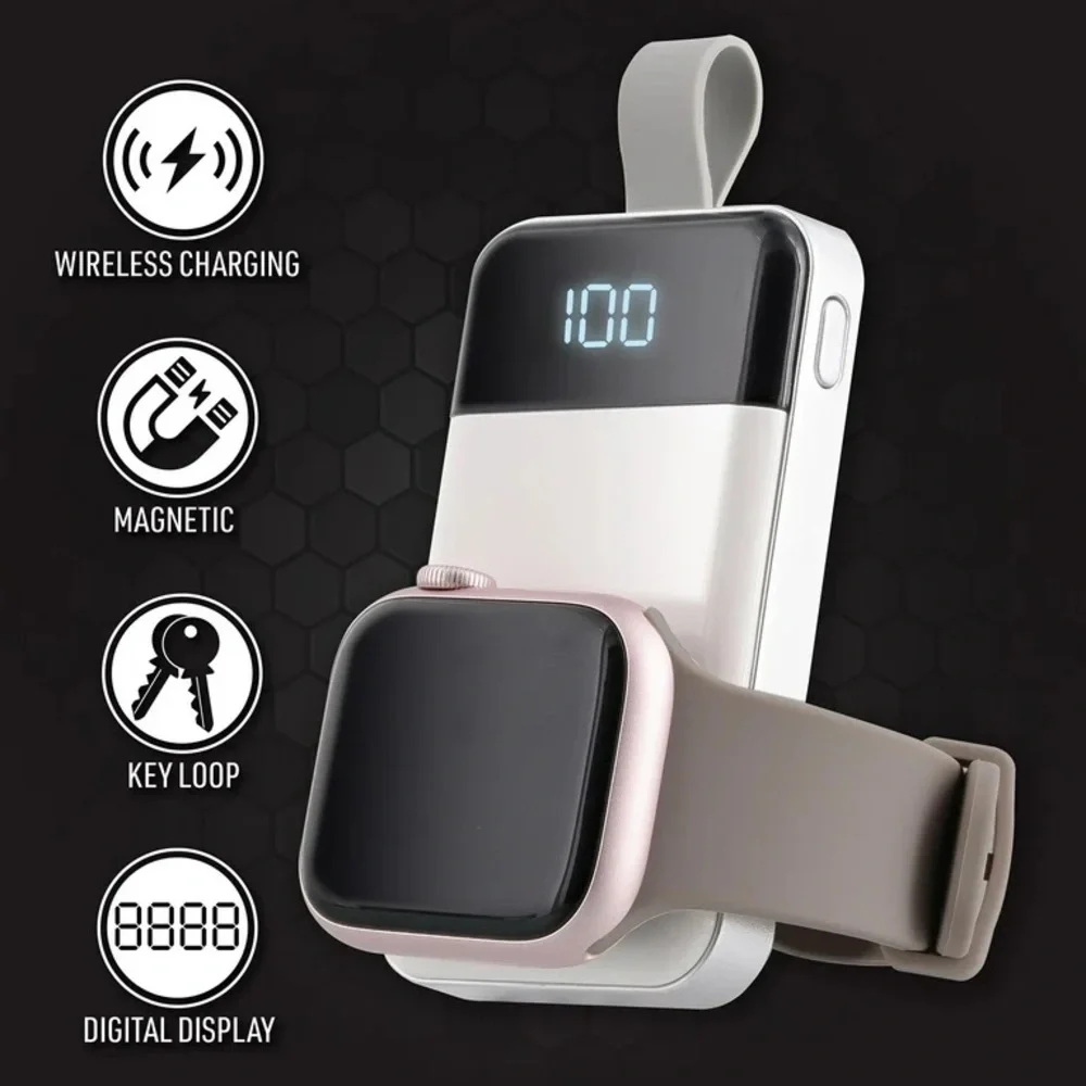 Xtreme Portable 1200mAh Wireless Apple Watch Charger Keychain Power Bank NWT